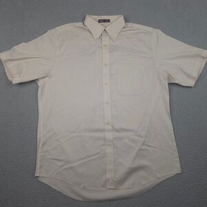 Nordstrom Shirt Mens Large Beige Smartcare Short Sleeve Button Down Wrinkle-Free